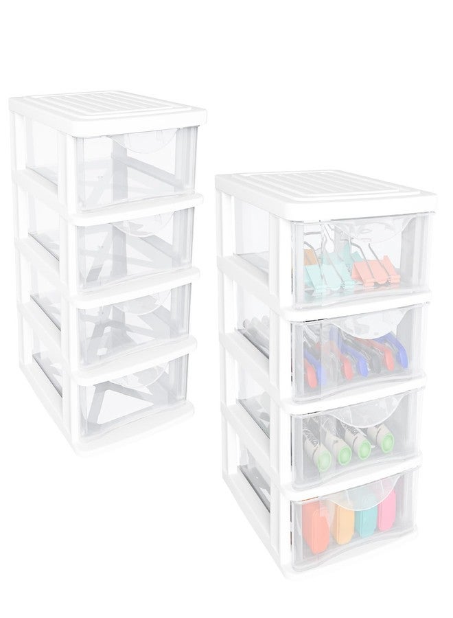 Gonice Small 4 Drawer Desktop Organizer, 2 Pack White Plastic Storage, Desktop Organization for Small Tools, Stackable - Image 1
