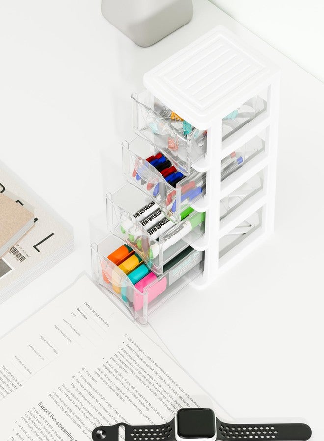 Gonice Small 4 Drawer Desktop Organizer, 2 Pack White Plastic Storage, Desktop Organization for Small Tools, Stackable - Image 4