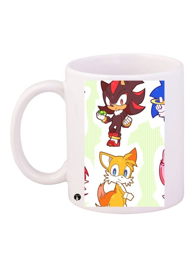 RYN Cartoon Printed Coffee Mug White/Brown/Yellow 11ounce