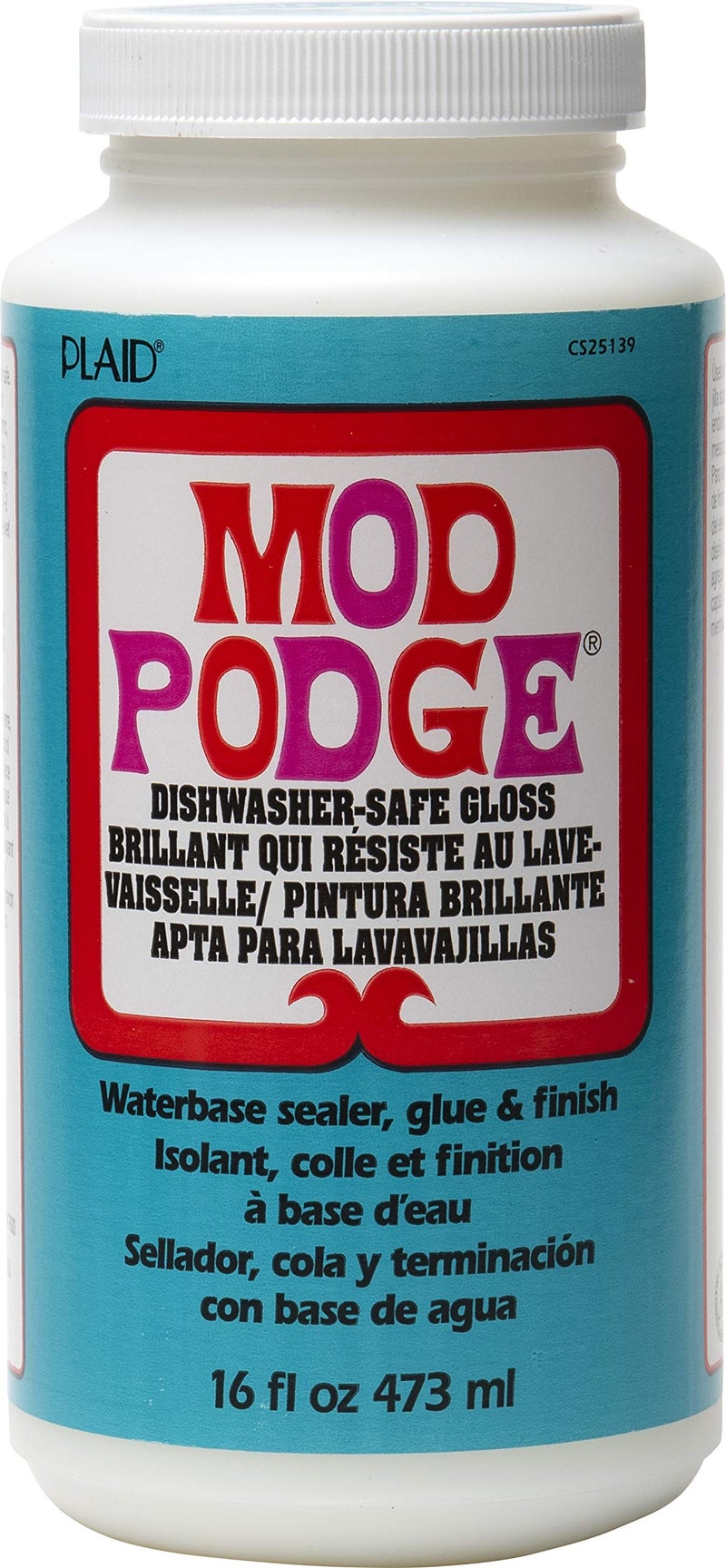 Mod Podge Dishwasher Safe Waterbase Sealer, Glue and Finish (16-Ounce), CS25139 Gloss - Image 1