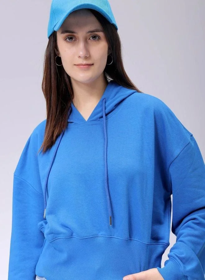 مرفوعة Women Regular Fit Solid Hooded Neck Long Sleeve Balloon Sweatshirt