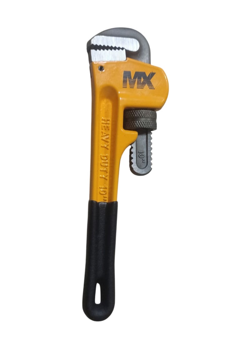 مفتاح أنابيب مقاس 10 بوصات، مفتاح قابل للتعديل من الفولاذ المطاوع عالي التحمل مع ترس دودي دقيق وفك مسنن، لأعمال السباكة وصيانة الأنابيب - Image 1