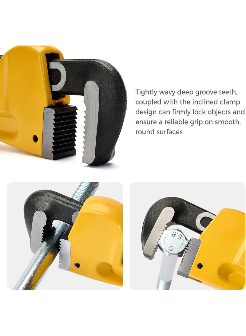 مفتاح أنابيب مقاس 10 بوصات، مفتاح قابل للتعديل من الفولاذ المطاوع عالي التحمل مع ترس دودي دقيق وفك مسنن، لأعمال السباكة وصيانة الأنابيب - Image 4