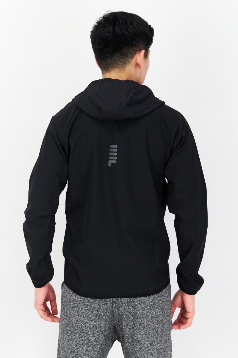 FILA سترة تدريب رياضية للرجال بأكمام طويلة، باللون الأسود - Image 3