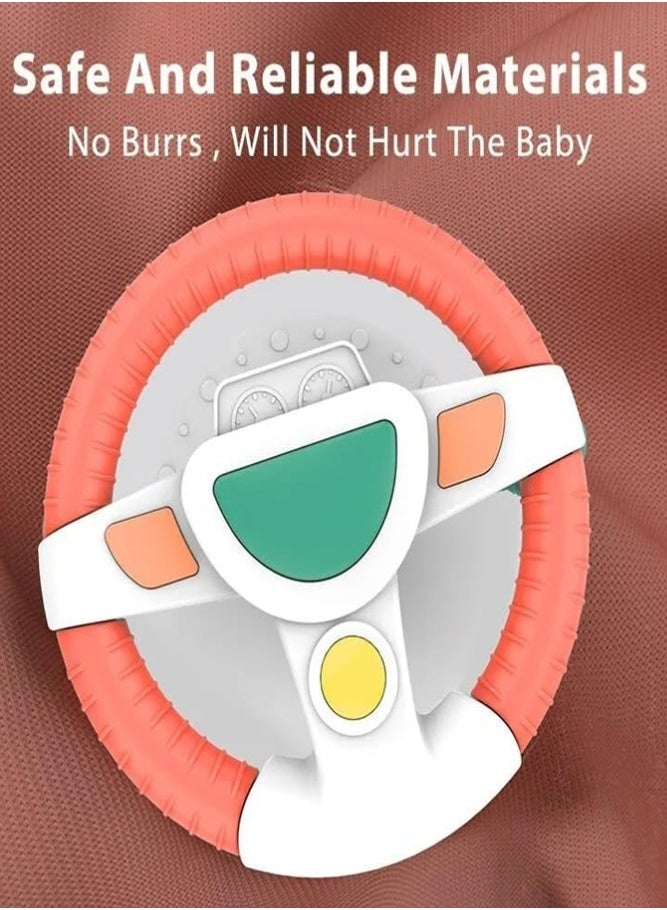 BELLSBERRY Baby Car Seat Steering Wheel Toy with Mirror, Music, Lights & Driving Sounds – Sensory Stroller Toy for Infants - Image 5