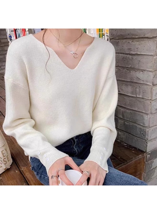 Modal Lazy Style Soft Solid Color V-Neck Knitted Long Sleeve Base Shirt, Autumn Winter Women'S Gentle And Casual Top For Layering - Image 4