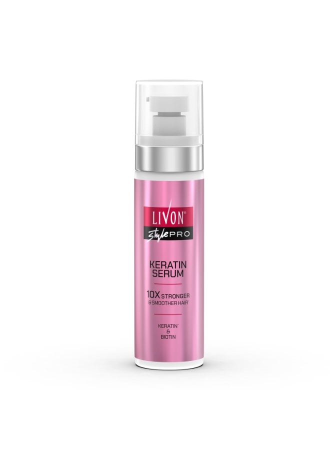 Livon Style Pro Keratin Hair Serum for Women | 10X Stronger & Smoother Hair| With Keratin & Biotin| All Hair Types| 100 ml - Image 1