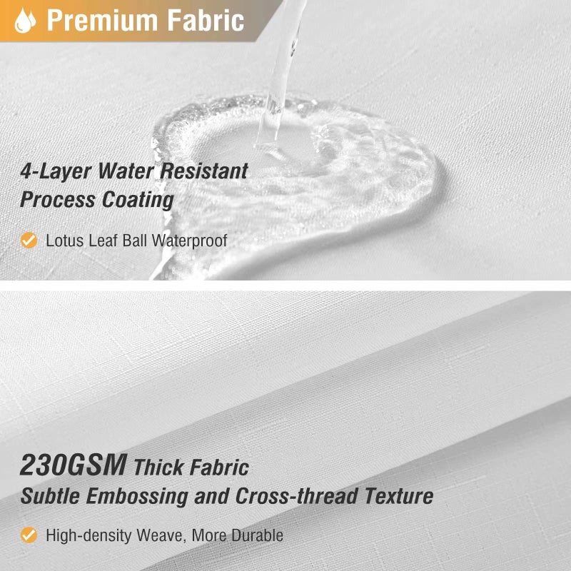 BTTN White Fabric Shower Curtain - Linen Textured Heavy Duty Waterproof Cloth Shower Curtain Set with 12 Plastic Hooks, Hotel Luxury Weighted Polyester Decorative Bath Curtains for Bathroom - 72"x72" - Image 2