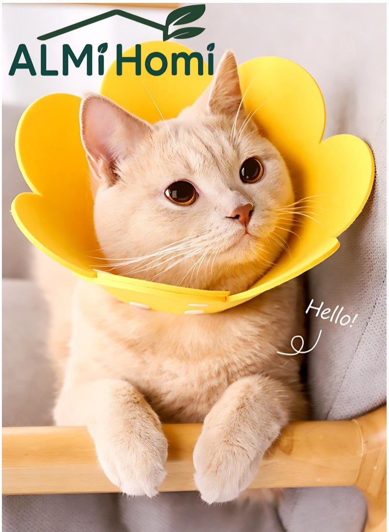 المي هومي طوق حماية القطط قابل للتعديل – طوق إليزابيث ناعم وخفيف للقطط بوزن 3–5 كجم – طوق تعافي للقطط بعد الجراحة والعناية والتنظيف والاستحمام – يمنع اللعق والعض والخدش – تصميم قابل للقص - Image 1