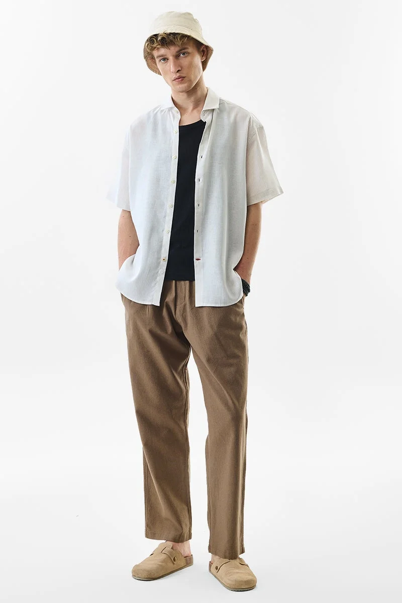 SNITCH White Striped Half Sleeve Oversized Shirt