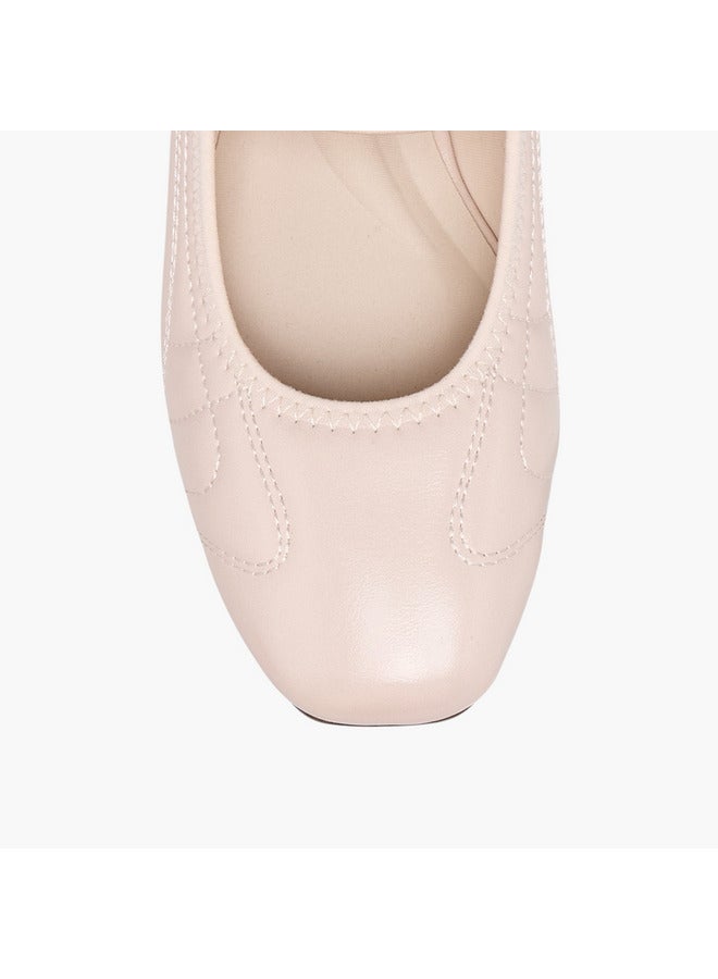 Celeste Women's Textured Ballerina Shoes with Elasticated Strap  - Image 4