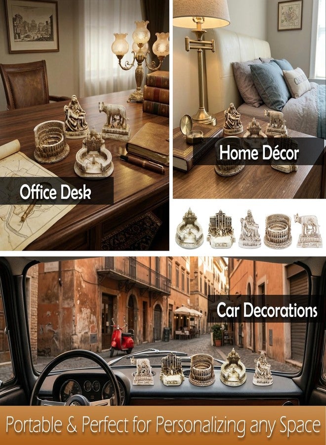 Kocris Casa 5PCS Italian Ornament Rome Decor Decorations Italy Small Statue Figurine Colosseum Architecture Wolf St. Peter's Basilica Trevi Fountain Roman Collectibles Travel Gifts Building Sculpture Miniature - Image 5