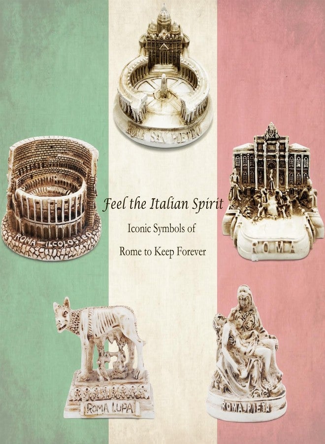 Kocris Casa 5PCS Italian Ornament Rome Decor Decorations Italy Small Statue Figurine Colosseum Architecture Wolf St. Peter's Basilica Trevi Fountain Roman Collectibles Travel Gifts Building Sculpture Miniature - Image 4