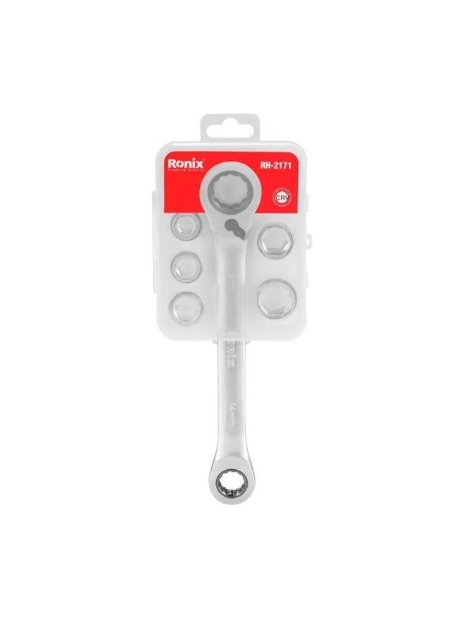 Ronix RH-2171 7-in-1 Ratcheting Wrench Set 14/19mm CR-V, German Engineering #Ronix RH-2171 - Image 1