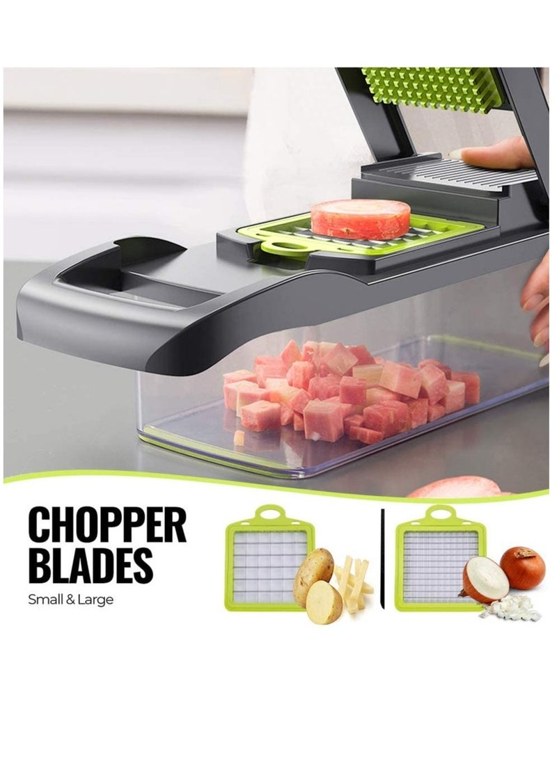 ELTRAZONE Vegetable Chopper Mandoline Slicer Cutter Chopper and Grater 11 in 1 Interchangeable Blades with Colander Basket and Container - Image 2