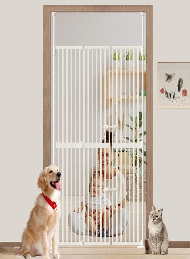 flower frail 71" Extra Tall Cat Gate for Doorway,34"-37" Wide Pet Gate Pressure Mounted Walk Through Swing Auto Close Safety Dog Gates for Indoor, Stairs,Hallway - Image 1