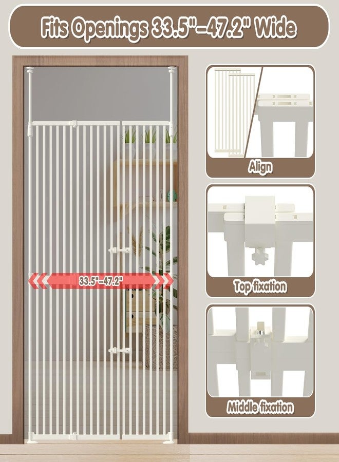flower frail 71" Extra Tall Cat Gate for Doorway,34"-37" Wide Pet Gate Pressure Mounted Walk Through Swing Auto Close Safety Dog Gates for Indoor, Stairs,Hallway - Image 4