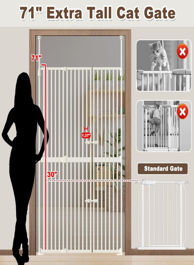 flower frail 71" Extra Tall Cat Gate for Doorway,34"-37" Wide Pet Gate Pressure Mounted Walk Through Swing Auto Close Safety Dog Gates for Indoor, Stairs,Hallway - Image 2