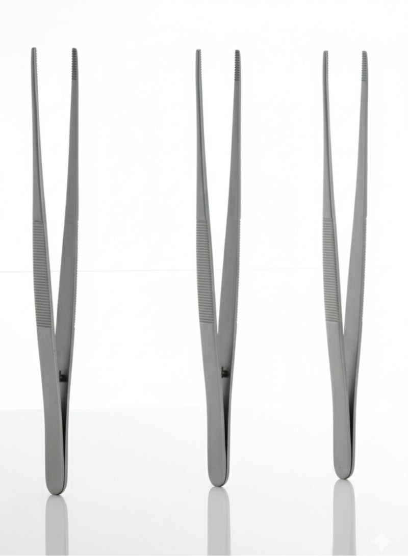 تنم مجموعة ملاقط أنسجة عدد 3 | ملقط جراحي من الفولاذ المقاوم للصدأ | استخدام طبي وأسنان - Image 1