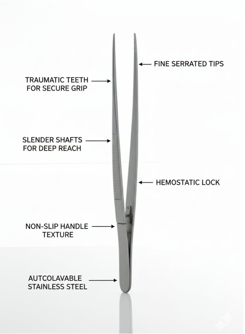 تنم مجموعة ملاقط أنسجة عدد 3 | ملقط جراحي من الفولاذ المقاوم للصدأ | استخدام طبي وأسنان - Image 3