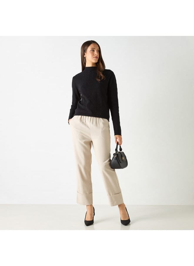 Iconic Iconic Sequin Embellished Sweater with High Neck and Long Sleeves  - Image 2