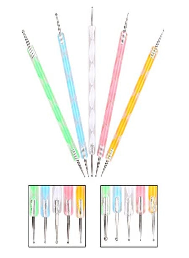 TREXEE Nail Art Paint Kit -15 Nail Brushes,5 Nail Dotting Pen,10 Adhesive Nail Striping Tape 1Tipping guide Waterproof Self Adhesive Nail Art Stencil Stickers Manicure Tool Set (nail art kit) - Image 4