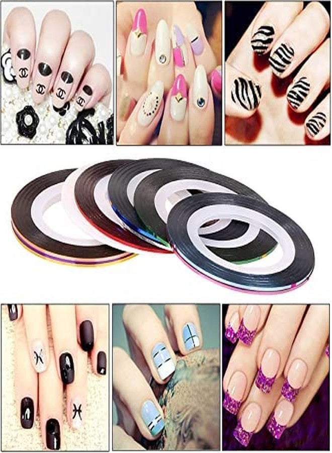 TREXEE Nail Art Paint Kit -15 Nail Brushes,5 Nail Dotting Pen,10 Adhesive Nail Striping Tape 1Tipping guide Waterproof Self Adhesive Nail Art Stencil Stickers Manicure Tool Set (nail art kit) - Image 5