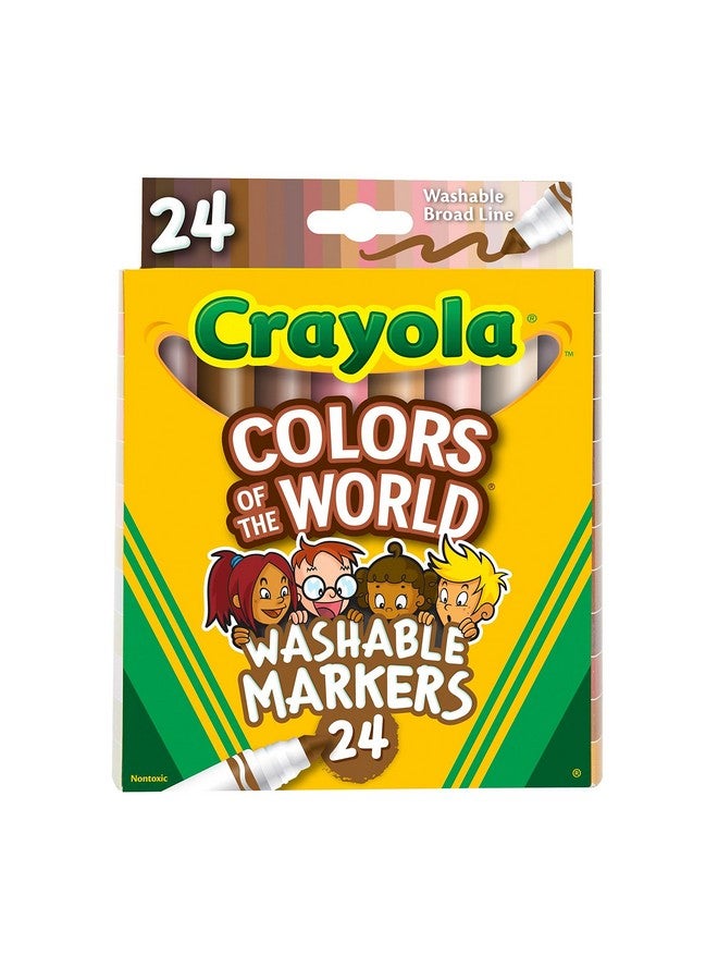 Crayola Colors of The World Markers (24 Count), Skin Tone Markers for Kids, Coloring Book Supplies, Skin Colored Markers, Gifts for Kids - Image 1