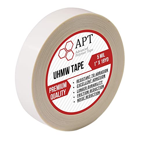 APT Advanced Polymer Tape APT, UHMW (Ultra-high Molecular Weight) Polyethylene Tape, Resists Abrasion, Impact, for Surface Protection and Friction and Noise Reduction for Lining Sliding Surfaces. (1" x 18Yds, 5 Mil UHMW) - Image 1