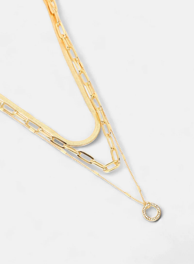SOHI Halo Snakechain Stones Studded Layered Artificial Necklace Jewellery