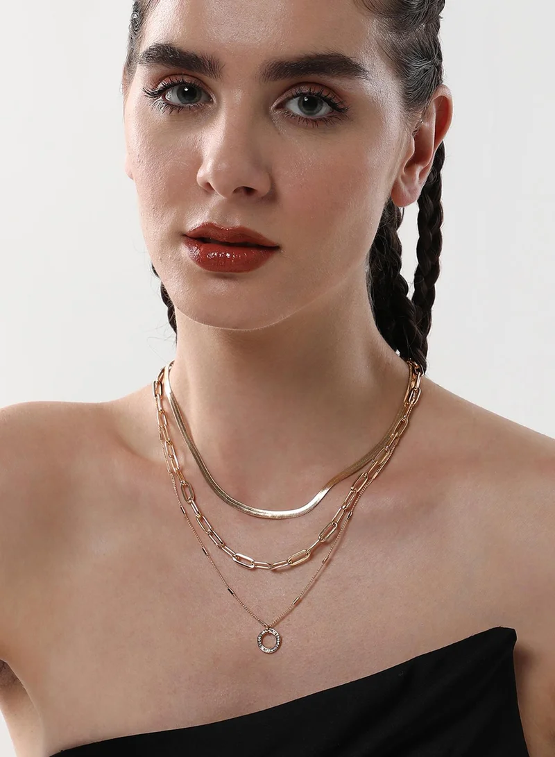 SOHI Halo Snakechain Stones Studded Layered Artificial Necklace Jewellery