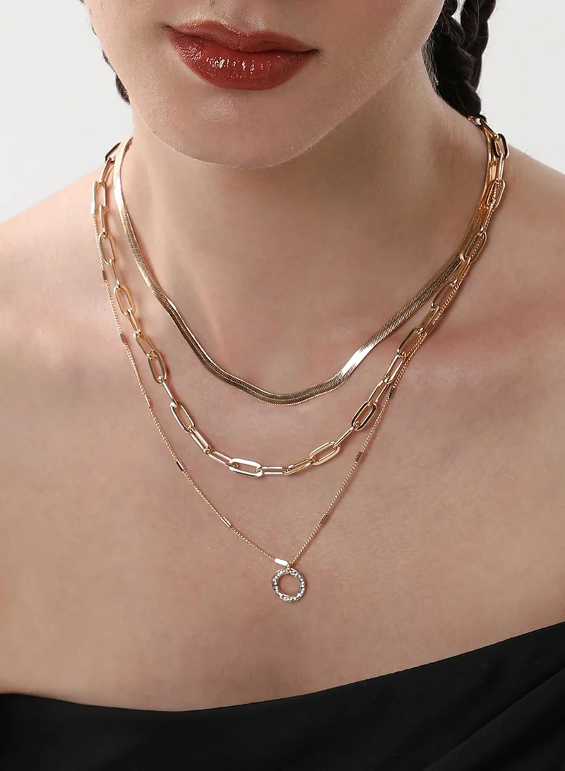 SOHI Halo Snakechain Stones Studded Layered Artificial Necklace Jewellery
