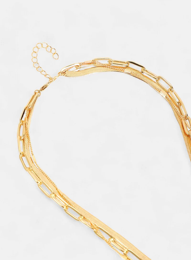 SOHI Halo Snakechain Stones Studded Layered Artificial Necklace Jewellery
