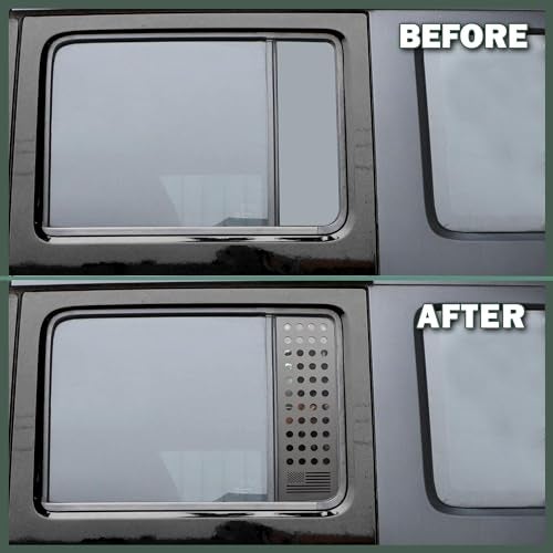Phamyor Rear Door Window Glass Decals Aluminum Alloy Glass Panel Cover Trim Fit for 2007-2018 Jeep Wrangler JK JKU Sport Rubicon Sahara Unlimited 4-Door, 2PCS, Black, US Flag - Image 4
