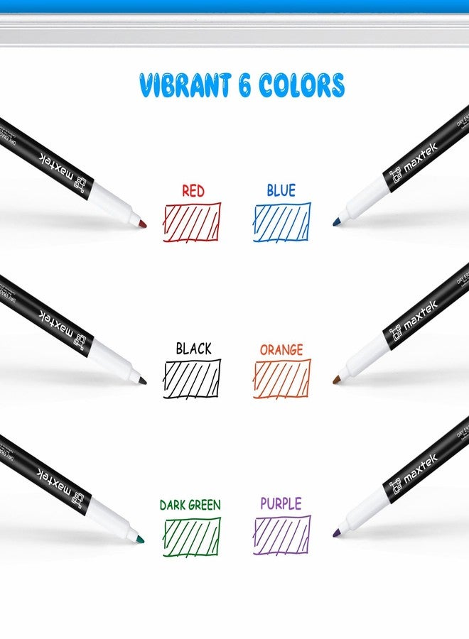 ماكتيك أقلام ماكستك للكتابة والمسح الجاف، رأس رفيع للغاية، 0.7 مم، لون فاتح، أقلام كتابة ومسح جاف برأس رفيع للغاية للتخطيط على السبورة البيضاء، ولوحات التقويم، عبوة من 6 أقلام - Image 2