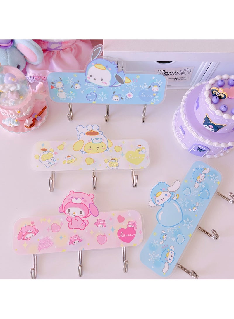 عام 4 قطع خطافات مفاتيح حائط كرتونية كرتونية لتعليق خطافات مفاتيح حائط كوايي لغرفة نوم الحمام خطافات لاصقة مبتكرة - Image 1