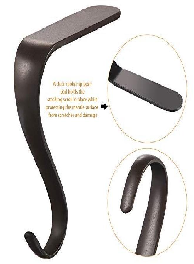 Boao Christmas Stocking Holders Metal Mantel Stockings Hangers Shelf Fireplace Garland Mantle Grips Set for Xmas Party Decoration (Black Color, 2) - Image 2