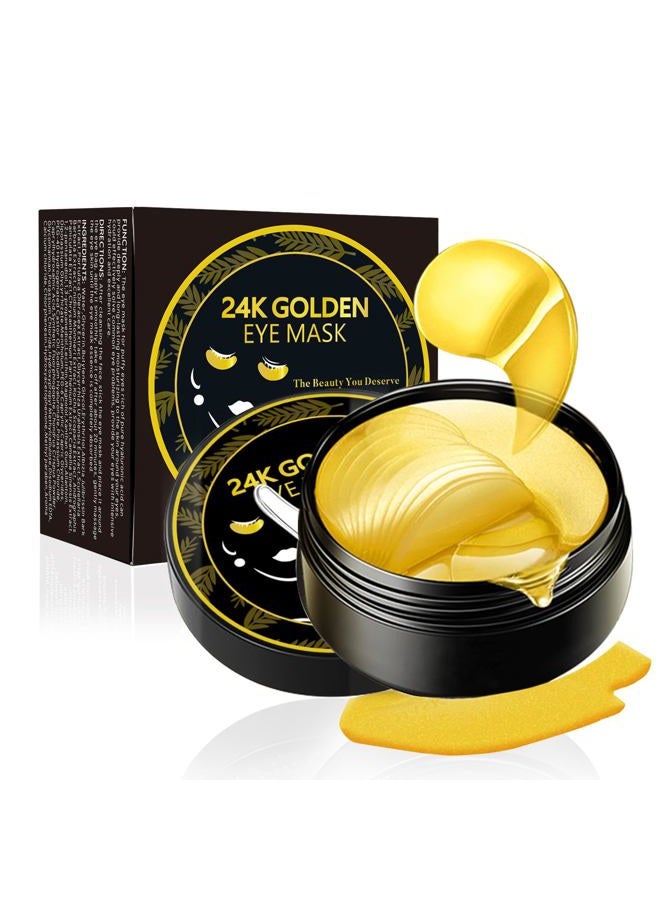 Felico Under Eye Patches, 24K Gold Eye Mask, 60PCS Under Eye Mask, Collagen Gel Pads Patch Treatments for Lighten Wrinkles Puffy Eyes Dark Circles Anti-Aging Moisturizing, Fine Lines Eye Bags Women Men - Image 1