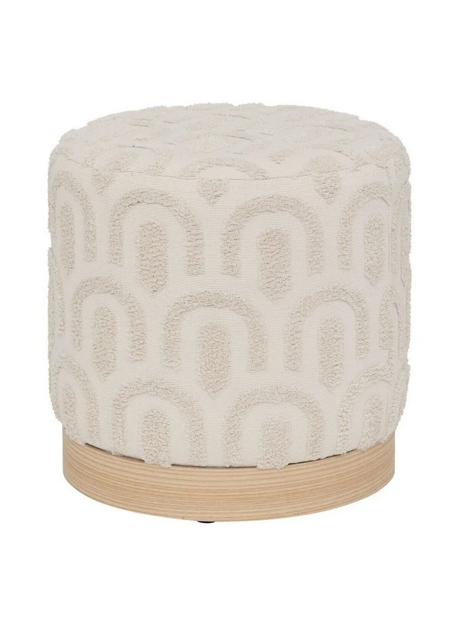 Atmosphera Copas Elegant Design Round Pouffe Stool White and Brown 38 x 38 x 38 cm 207318A