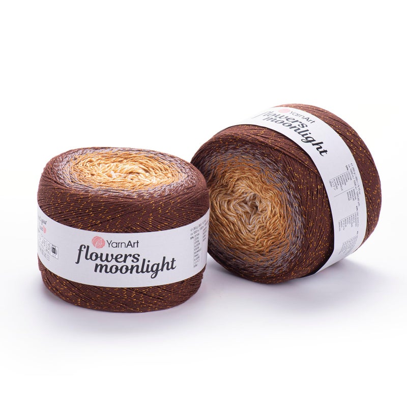 YarnArt Flowers Moonlight  Gradient Cotton Acrylic Yarn with Metallic Lurex 917oz 250g 1093 Yards  Shiny Multicolor Cake Yarn for Crochet Knitting Shawls  DIY Projects 3284