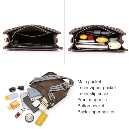 CLUCI Crossbody Bag Purse for Women 2Pcs Leather Hobo Handbag Wallet Set With 2Adjustable Guitar Strap Shoulder Handbag - Image 4