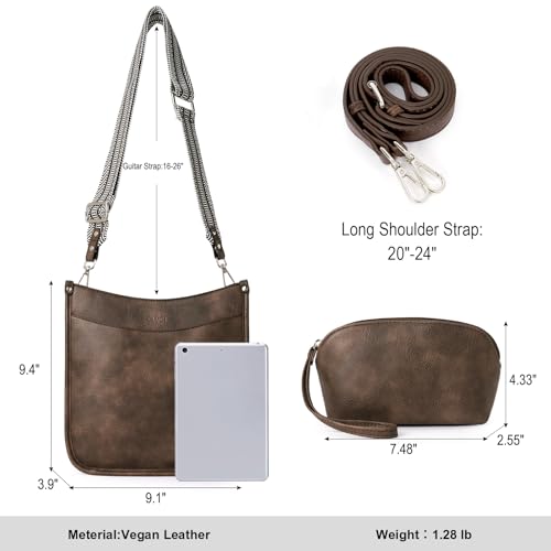 CLUCI Crossbody Bag Purse for Women 2Pcs Leather Hobo Handbag Wallet Set With 2Adjustable Guitar Strap Shoulder Handbag - Image 3