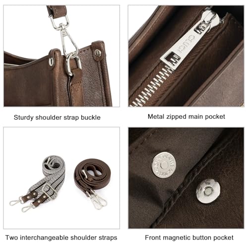 CLUCI Crossbody Bag Purse for Women 2Pcs Leather Hobo Handbag Wallet Set With 2Adjustable Guitar Strap Shoulder Handbag - Image 5