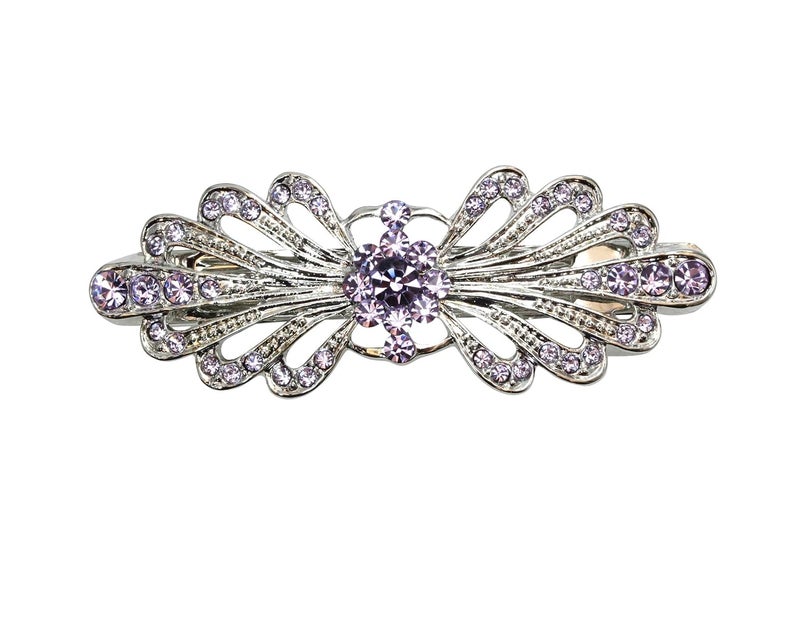 Faship Gorgeous Violet Rhinestone Crystal Small Floral Hair Barrette Clip