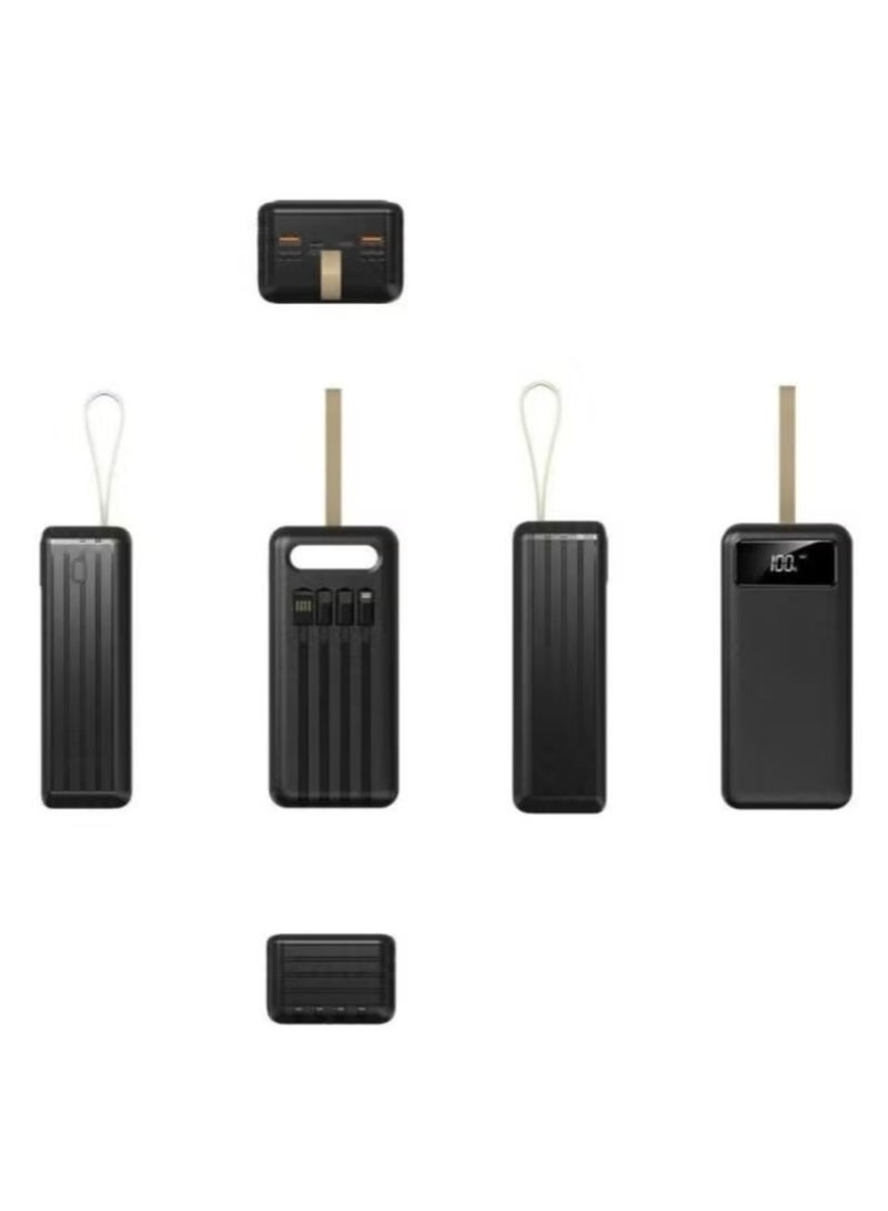 Denx 100000mAh Quick Charging Power Bank With 22.5W USB-C PD Black/wooden finish - Image 1