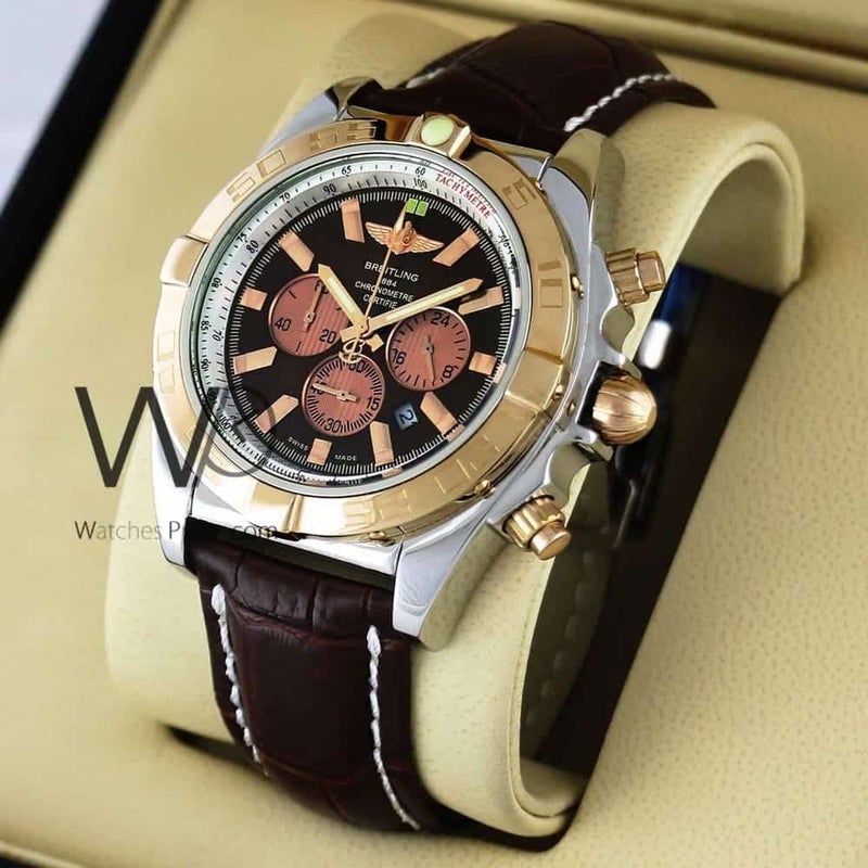 Breitling Chronograph for Men Brown Watch with Brown Leather strap