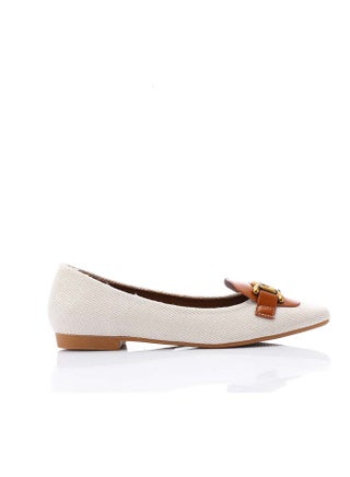 Textile Comfort Ballerinas - Camel & Off White