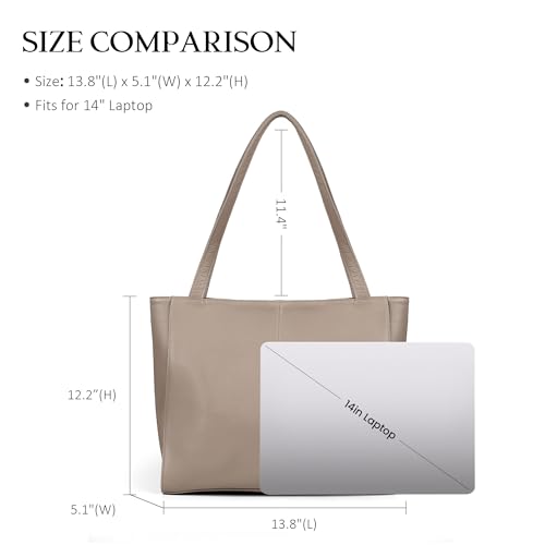 befen Genuine Leather Tote Shoulder Bag for Women, Woman Leather Totes Bags Purse Satchel Handbags with Top Handles for Work & Daily Taupe - Image 3