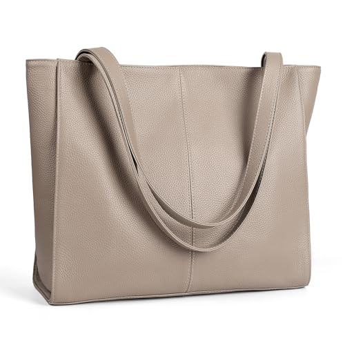 befen Genuine Leather Tote Shoulder Bag for Women, Woman Leather Totes Bags Purse Satchel Handbags with Top Handles for Work & Daily Taupe - Image 1