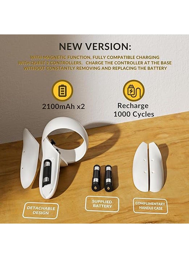 General Oculus Quest 2 Charging Dock, Magnetic Charging Station for Meta Quest 2 VR Headset and Controllers with 2 x 2100mAh Rechargeable Batteries, USB-C Charger and Cable, LED Indicator Support  - Image 4